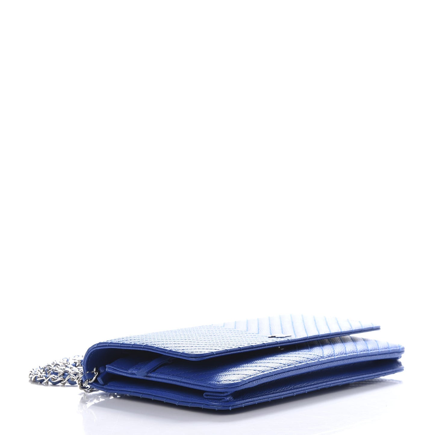 Caviar Chevron Quilted Wallet On Chain WOC Bright Blue