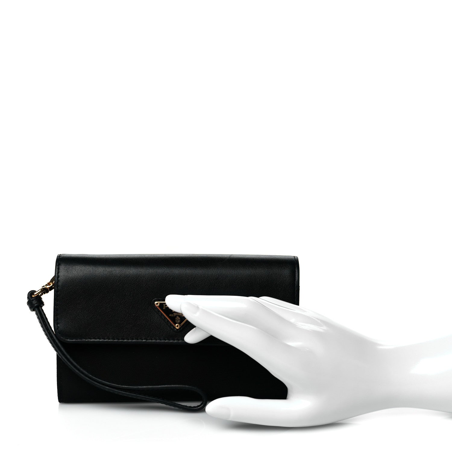 Prada Tessuto Nylon Soft Calf Wristlet Wallet Black 2 of 7