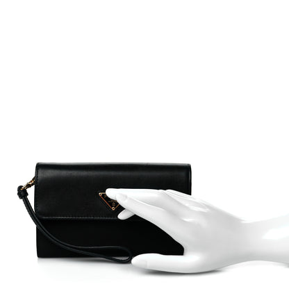 Prada Tessuto Nylon Soft Calf Wristlet Wallet Black 2 of 7