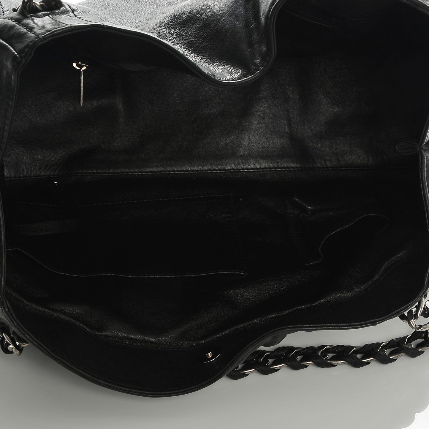 Glazed Caviar East West Modern Chain Tote Black