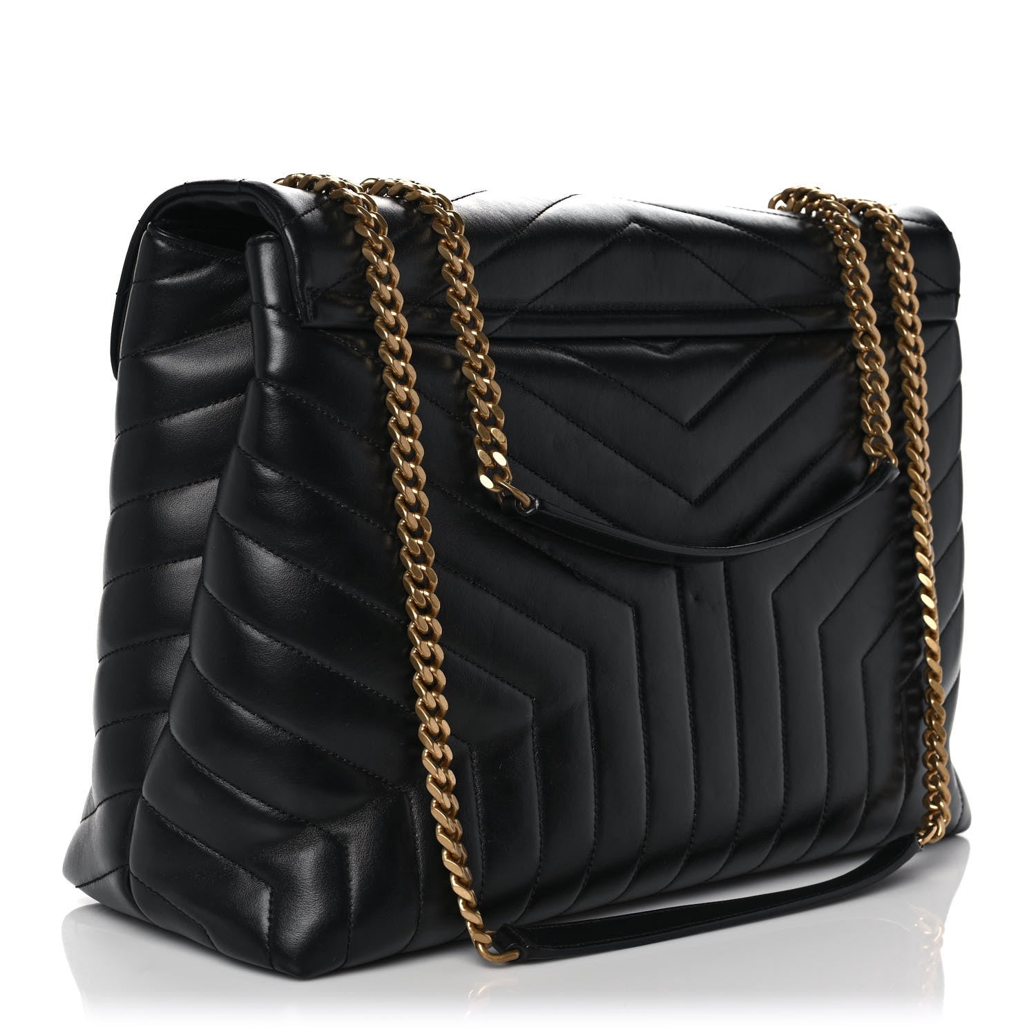 Saint Laurent Calfskin Y Quilted Monogram Large Loulou Chain Satchel Black 3 of 12