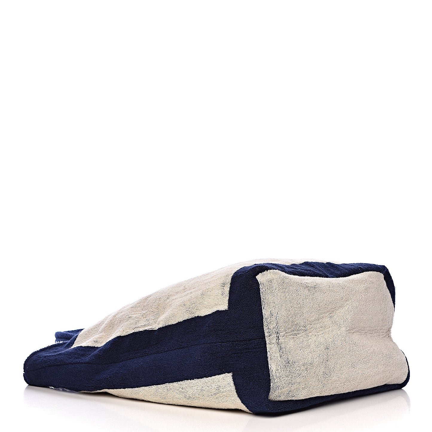 Terry Cotton CC Beach Tote Towel Set Navy Blue Beige
