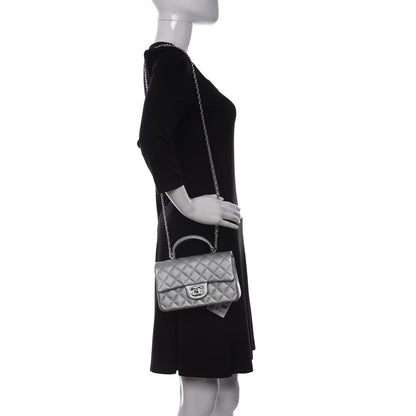 Chanel Metallic Caviar Quilted Mini Top Handle Rectangular Flap Silver 2 of 11