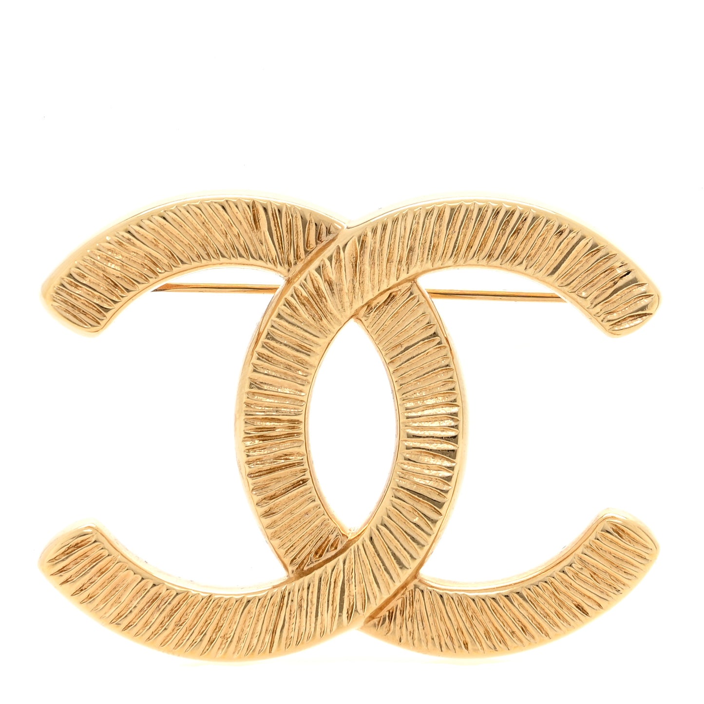 Metal Textured CC Brooch Light Gold