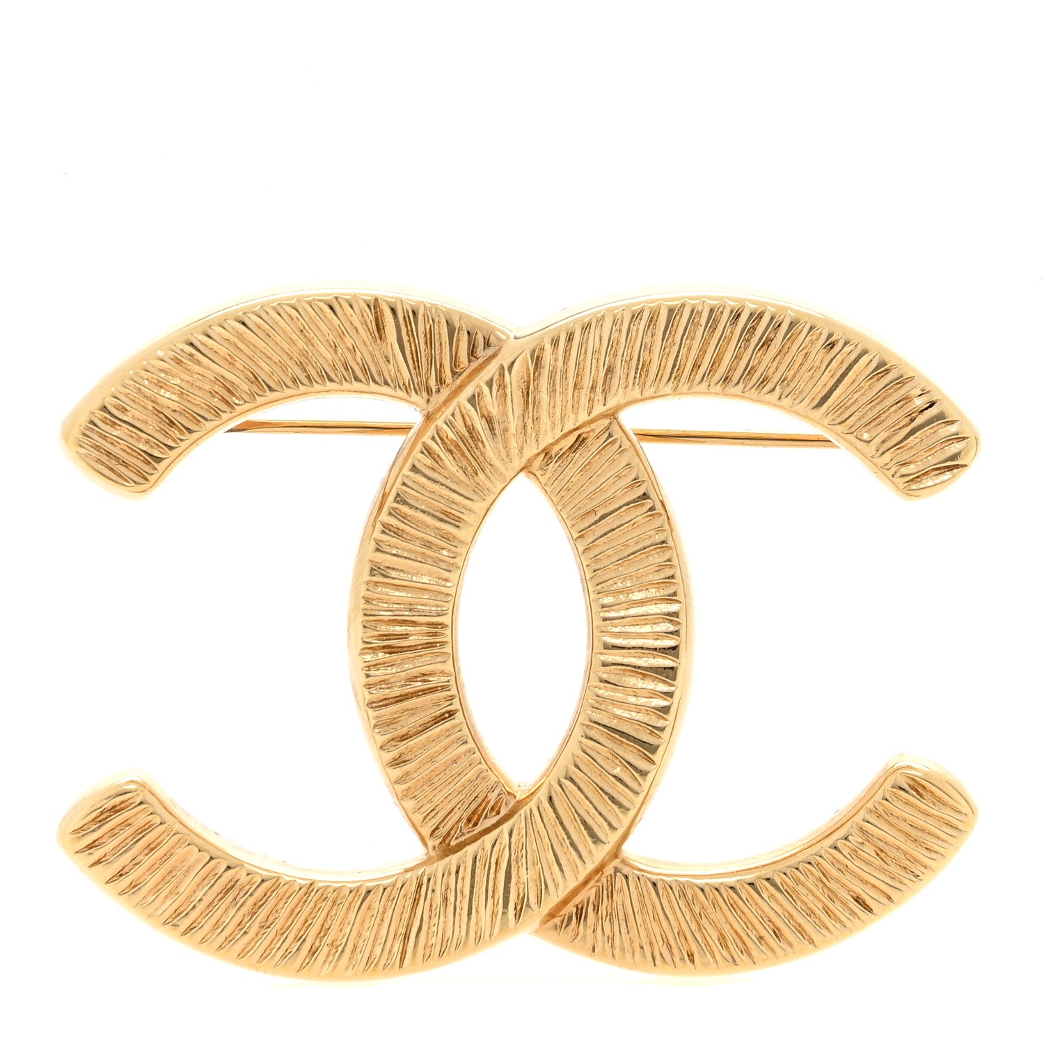 Chanel Metal Textured CC Brooch Light Gold 1 of 3