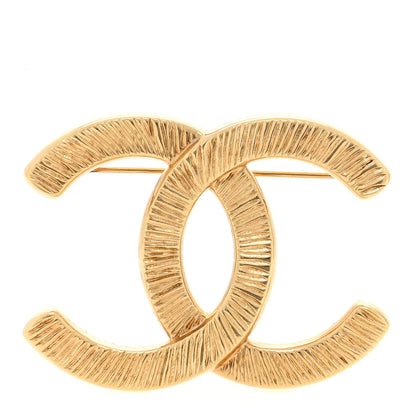Chanel Metal Textured CC Brooch Light Gold 1 of 3