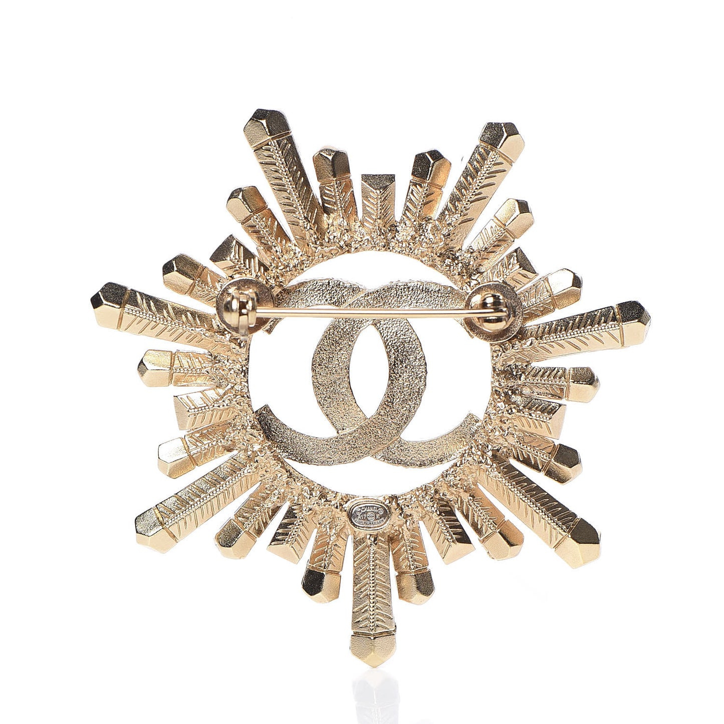 Crystal Baguette CC Brooch Light Gold