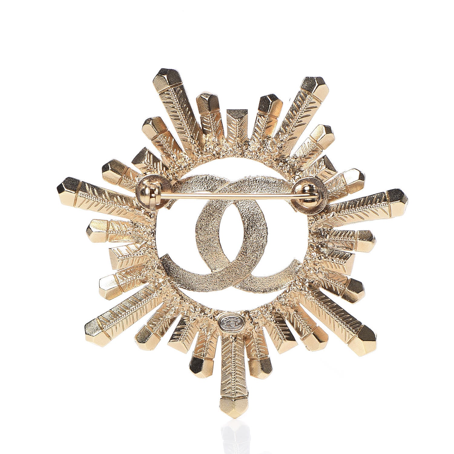 Chanel Crystal Baguette CC Brooch Light Gold 3 of 5