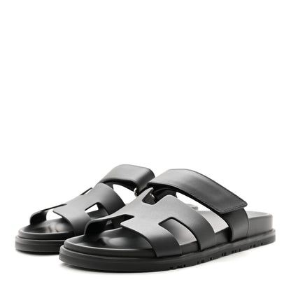 Hermes Calfskin Womens Chypre Sandals 38 Black 3 of 9