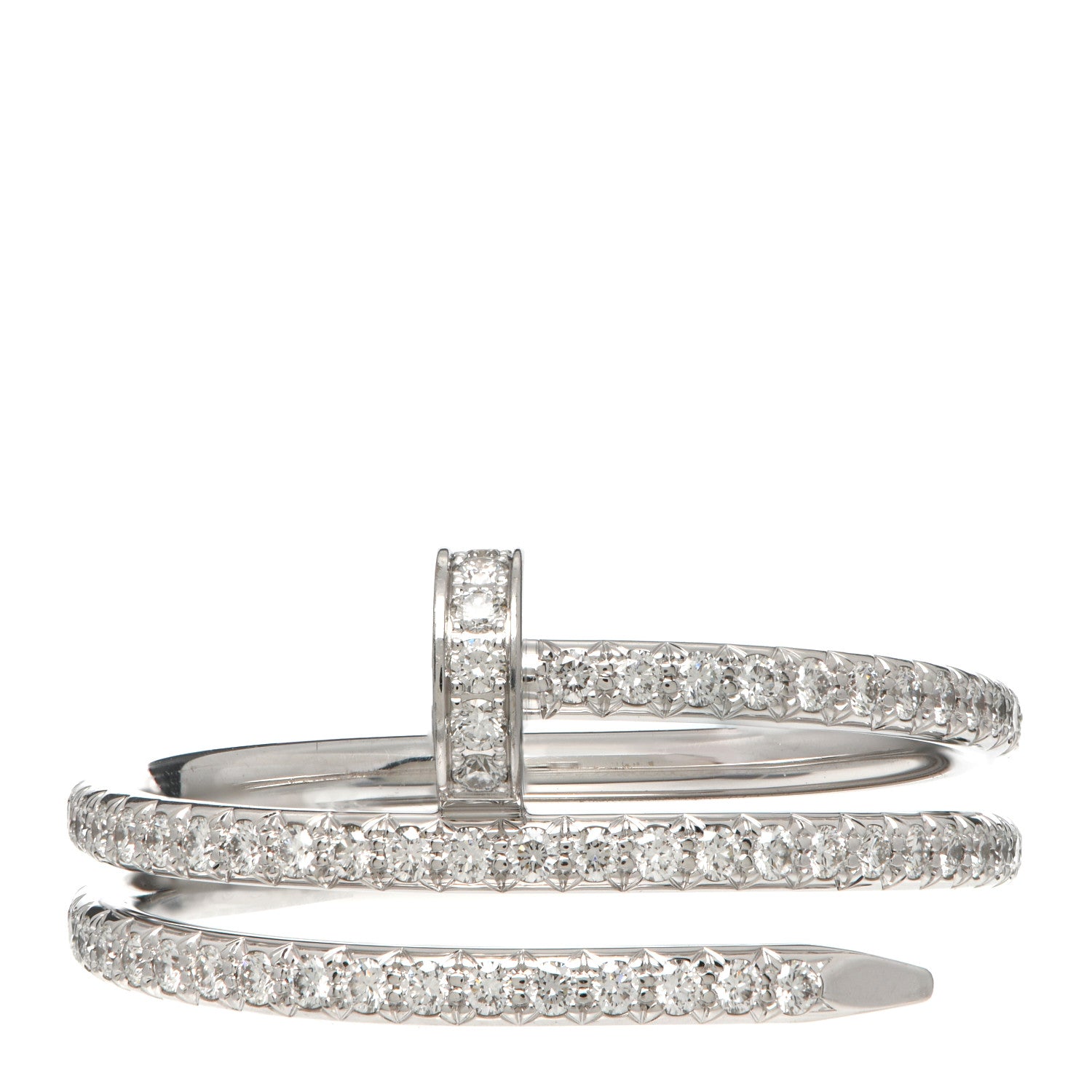 Cartier 18K White Gold Diamond Double Juste Un Clou Paved Ring 58 8.25 1 of 6