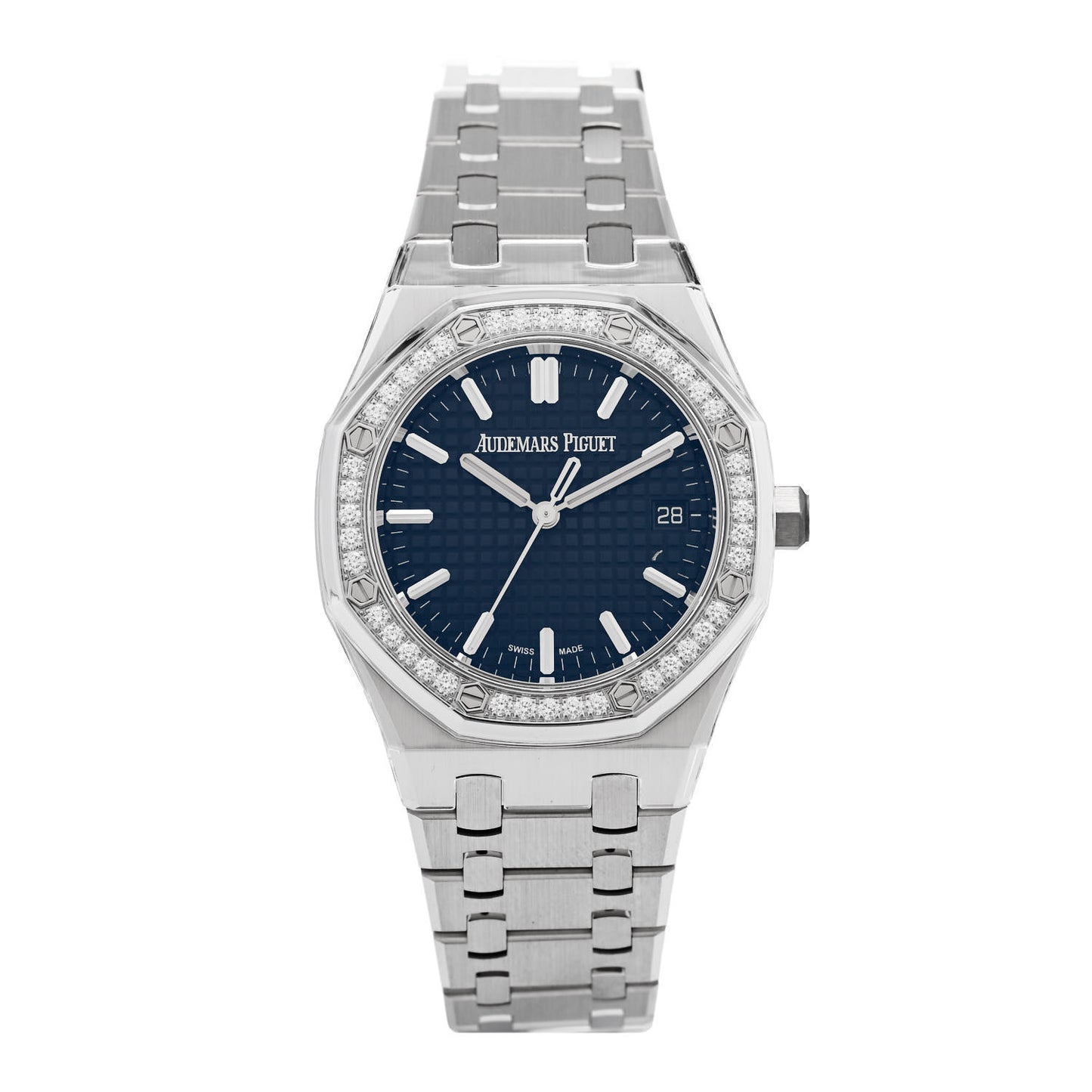 AUDEMARS PIGUET Stainless Steel Diamond 34mm Royal Oak Automatic Watch Blue 77451ST.ZZ.1361ST.04