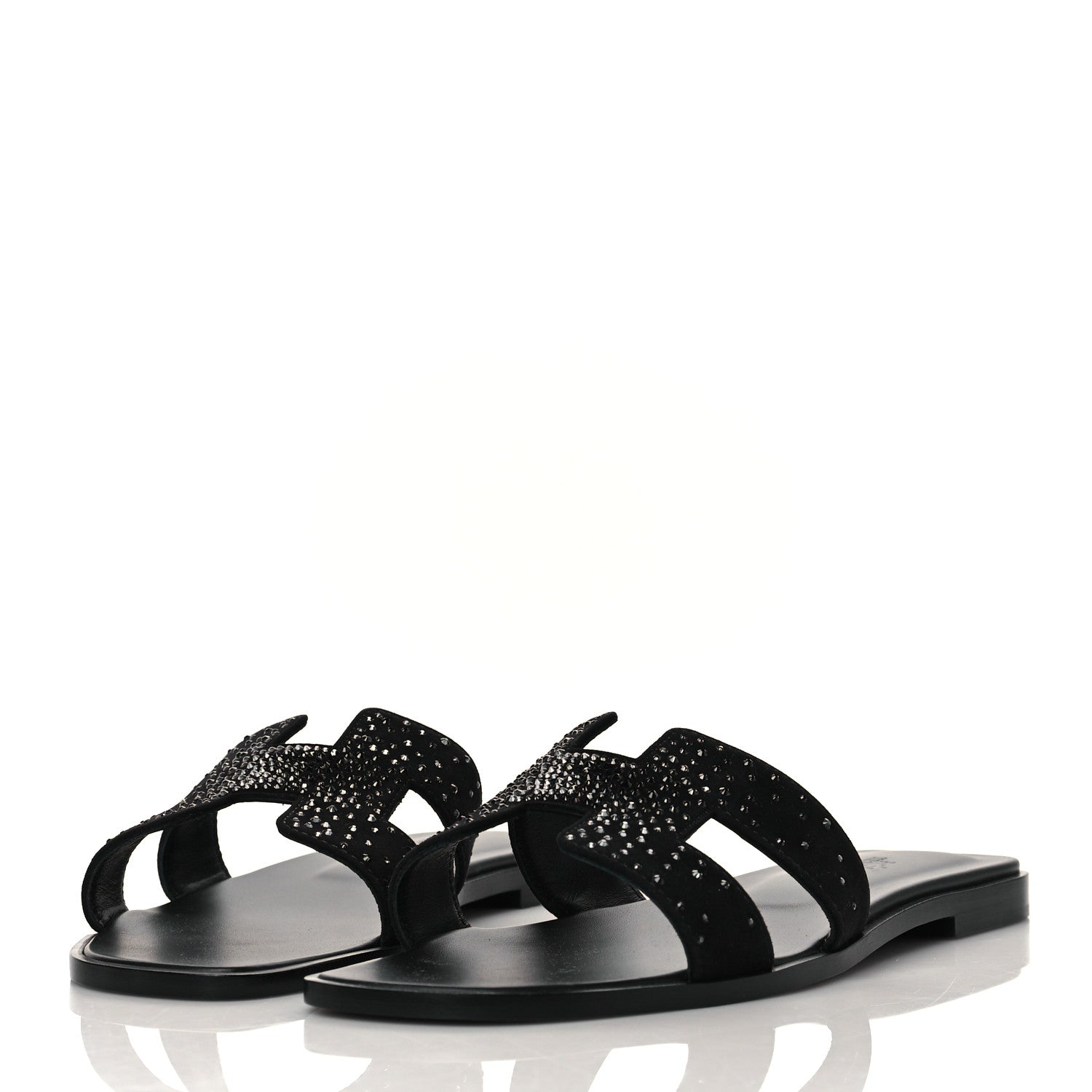 Hermes Goatskin Crystal Oran Sandals 40 Black 3 of 9