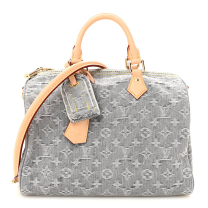 Louis Vuitton Monogram Denim Speedy Soft 30 Washed Gray 1 of 10