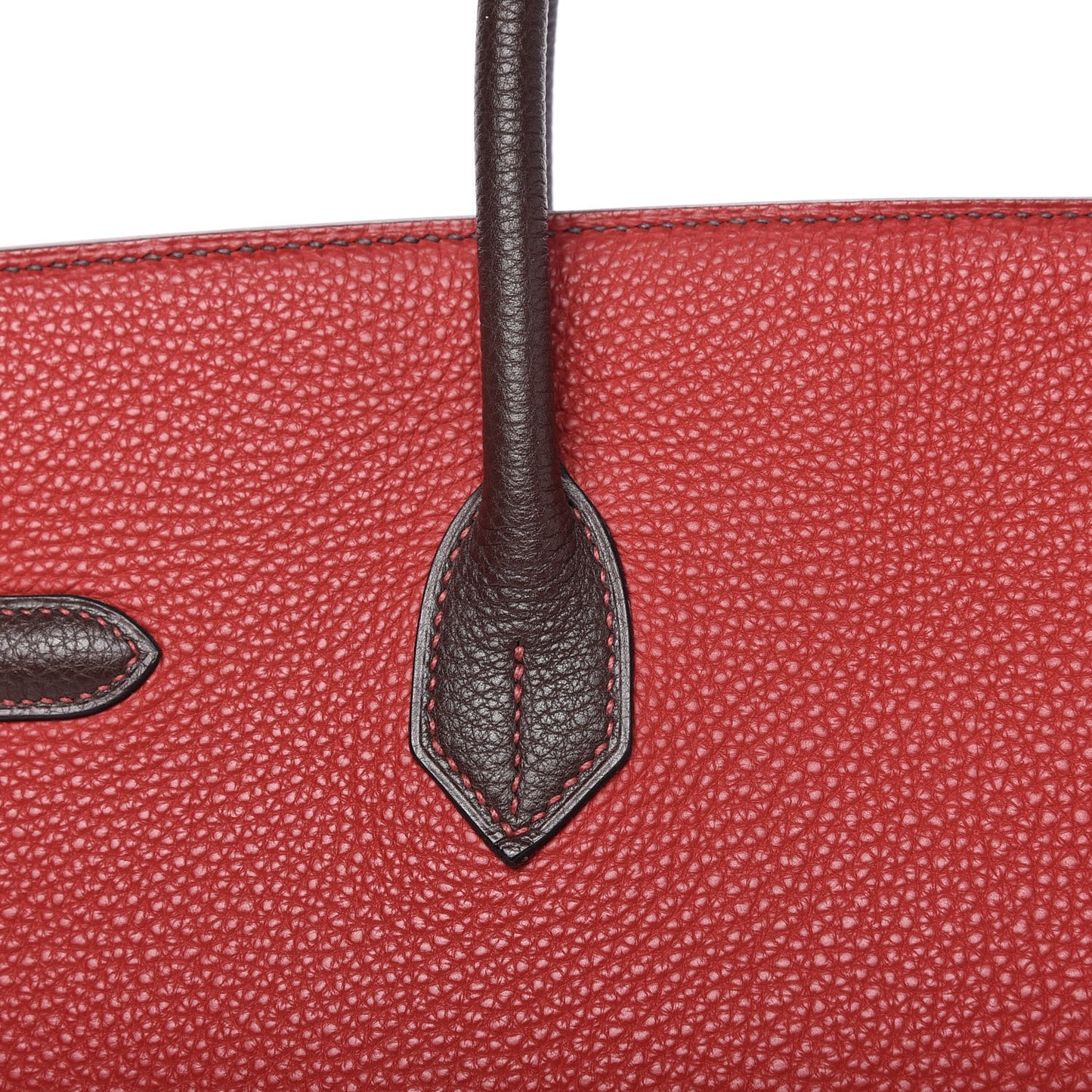 Togo Bi Color Horseshoe Birkin 35 Rouge Garance Chocolate