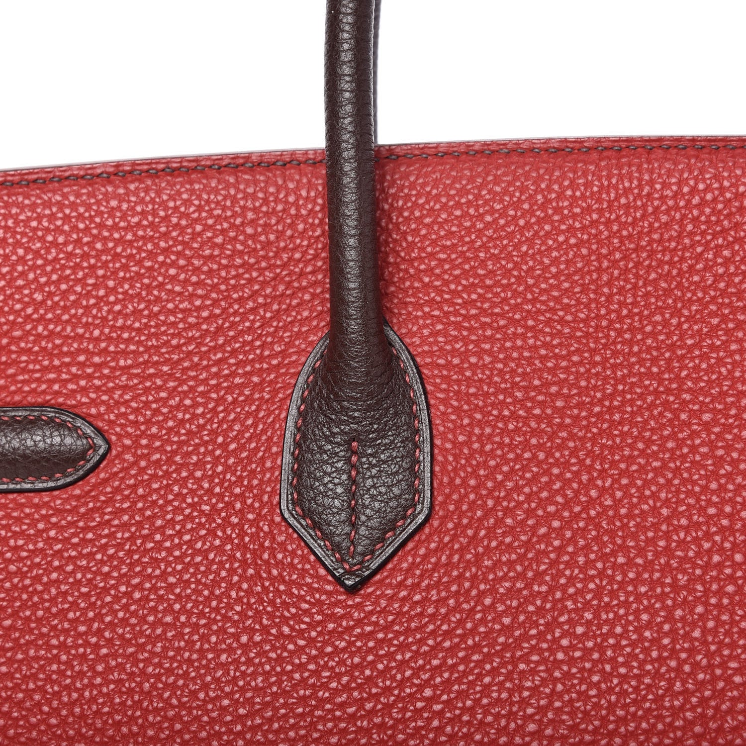 Hermes Togo Bi Color Horseshoe Birkin 35 Rouge Garance Chocolate 10 of 33