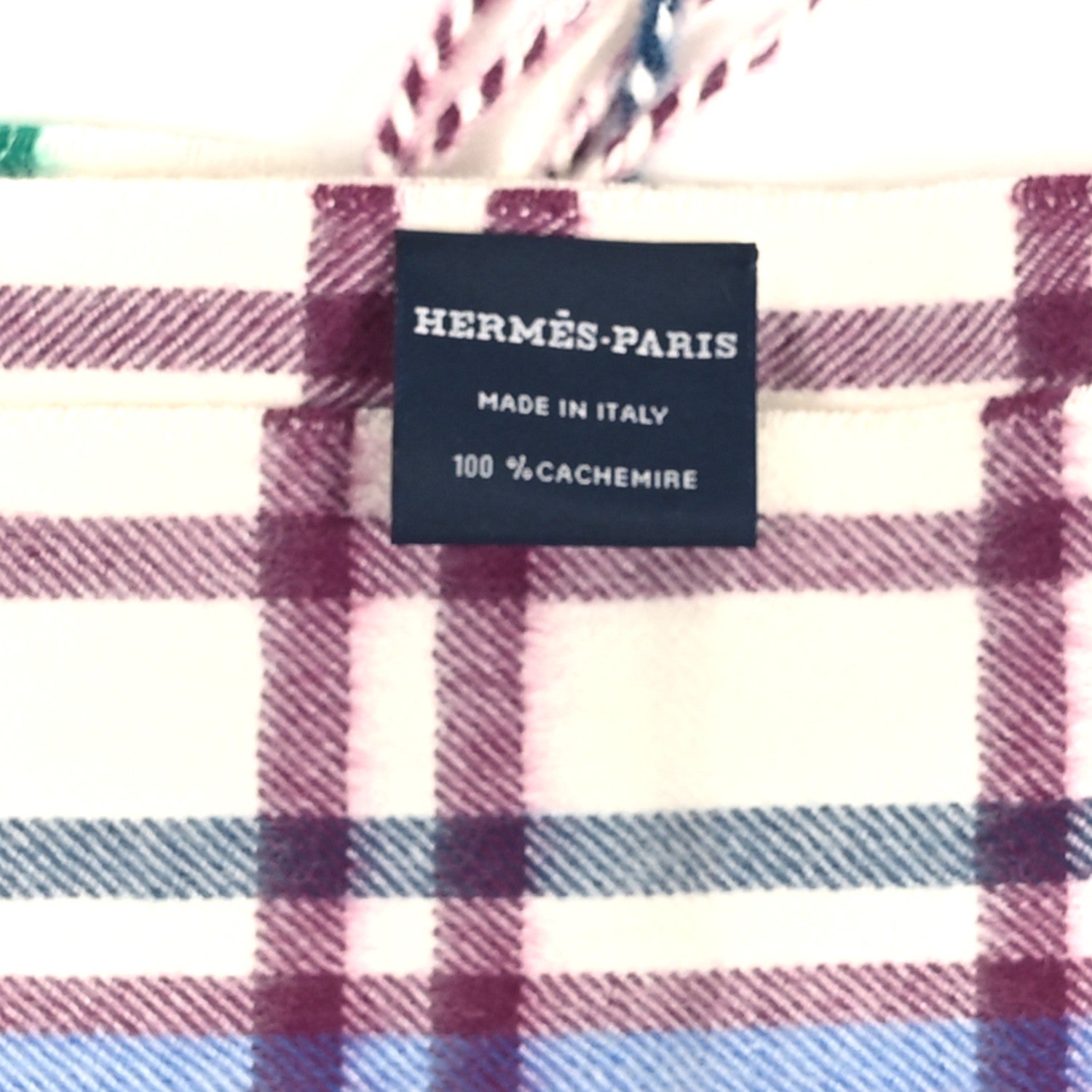 Hermes Cashmere Sweet Love Fringe Scarf Ecru Mandarine Aubergine 3 of 3