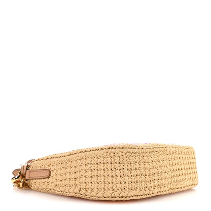 Prada Yarn Raffia Effect Crochet Striped Re-Edition 2005 Shoulder Bag Naturale Petalo 3 of 10