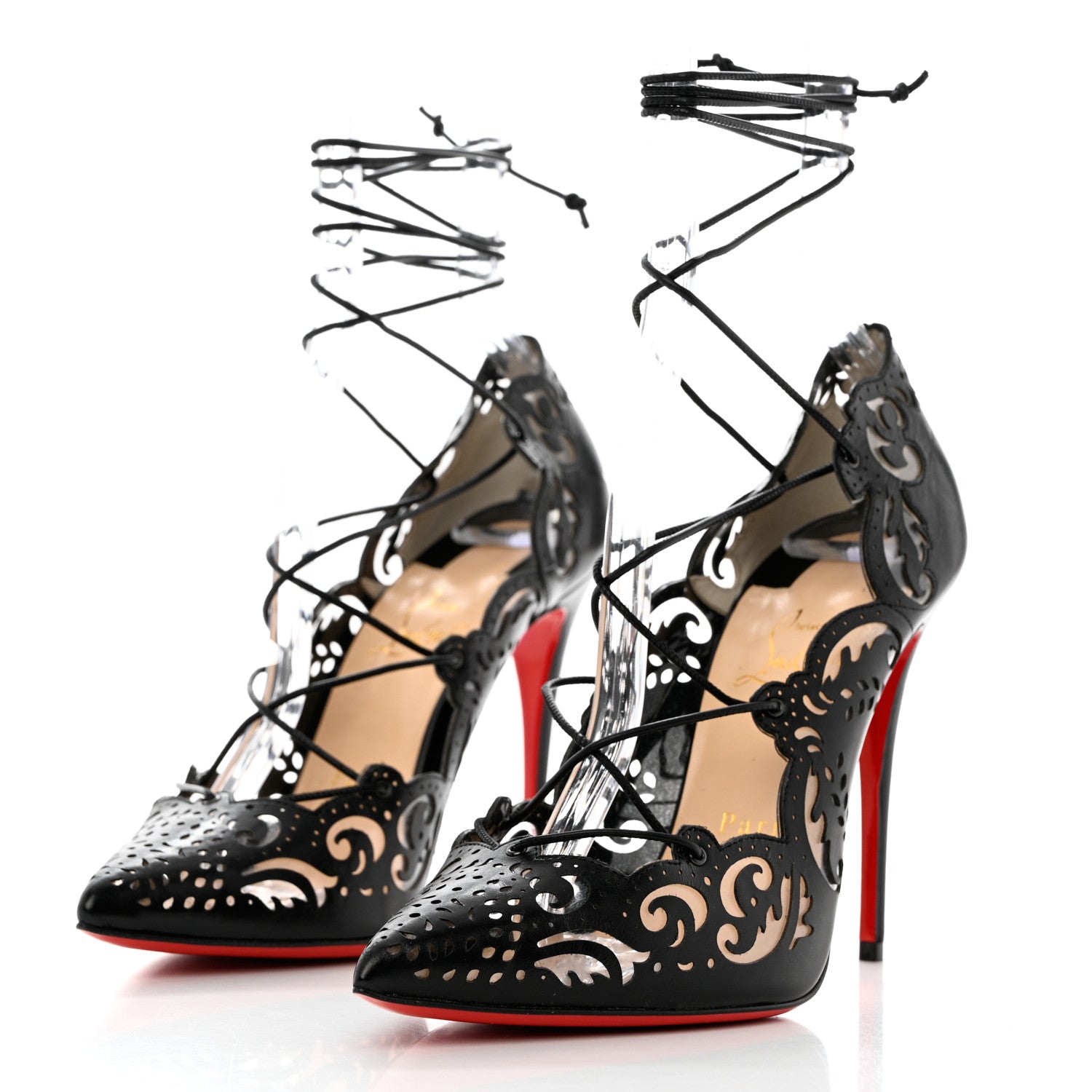 Christian Louboutin Calfskin PVC Impera 100 Pumps 38 Black 3 of 8
