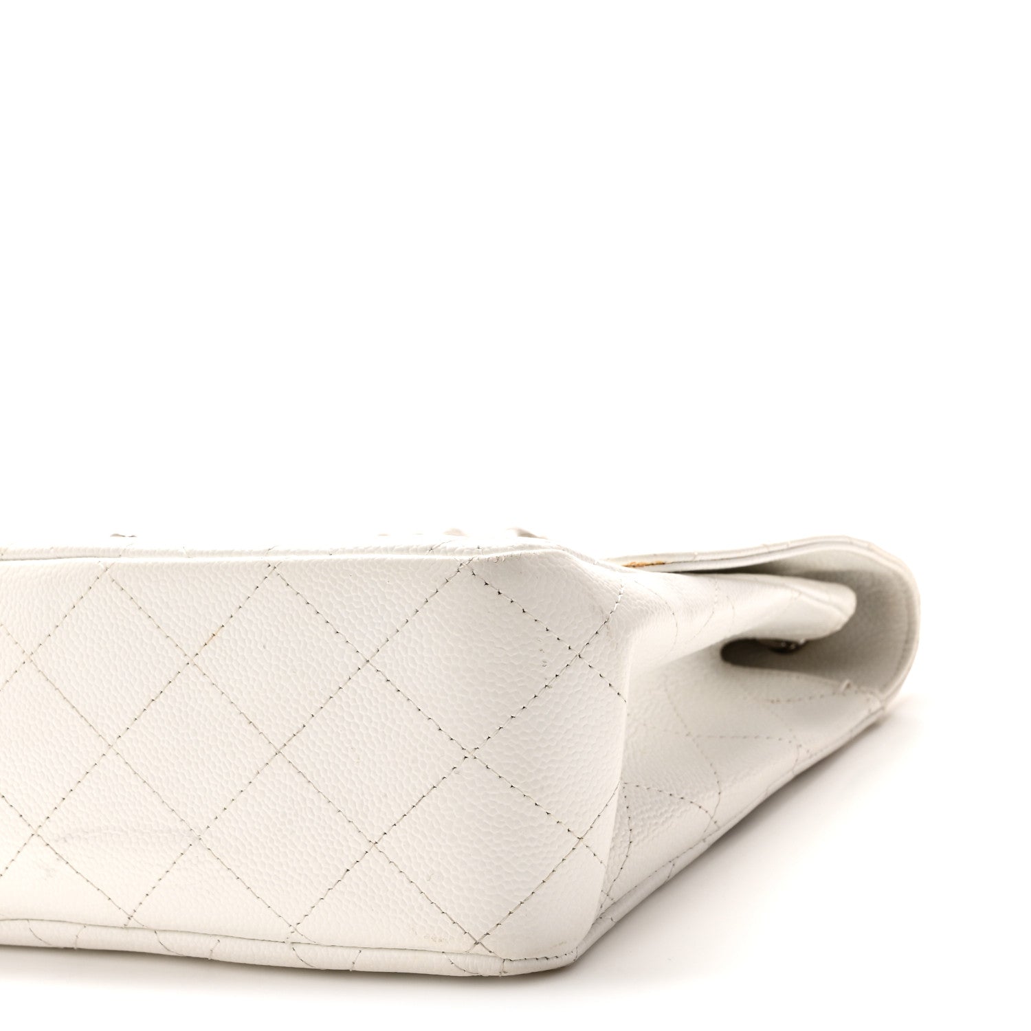 Chanel Caviar Quilted Jumbo Single Flap White 10 of 11