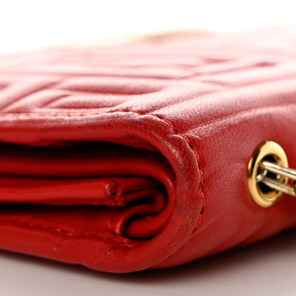 Fendi Nappa Logo Embossed Long Wallet on Chain Rosso 12 of 14