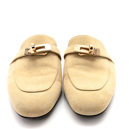 Hermes Suede Goatskin Oz Mules 37 Beige Sable 3 of 9