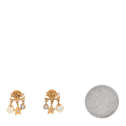 Christian Dior Pearl Crystal Dio(r)evolution Earrings Aged Gold 2 of 5