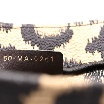 Christian Dior Canvas Mizza Embroidered Medium Leopard Book Tote Beige 7 of 10
