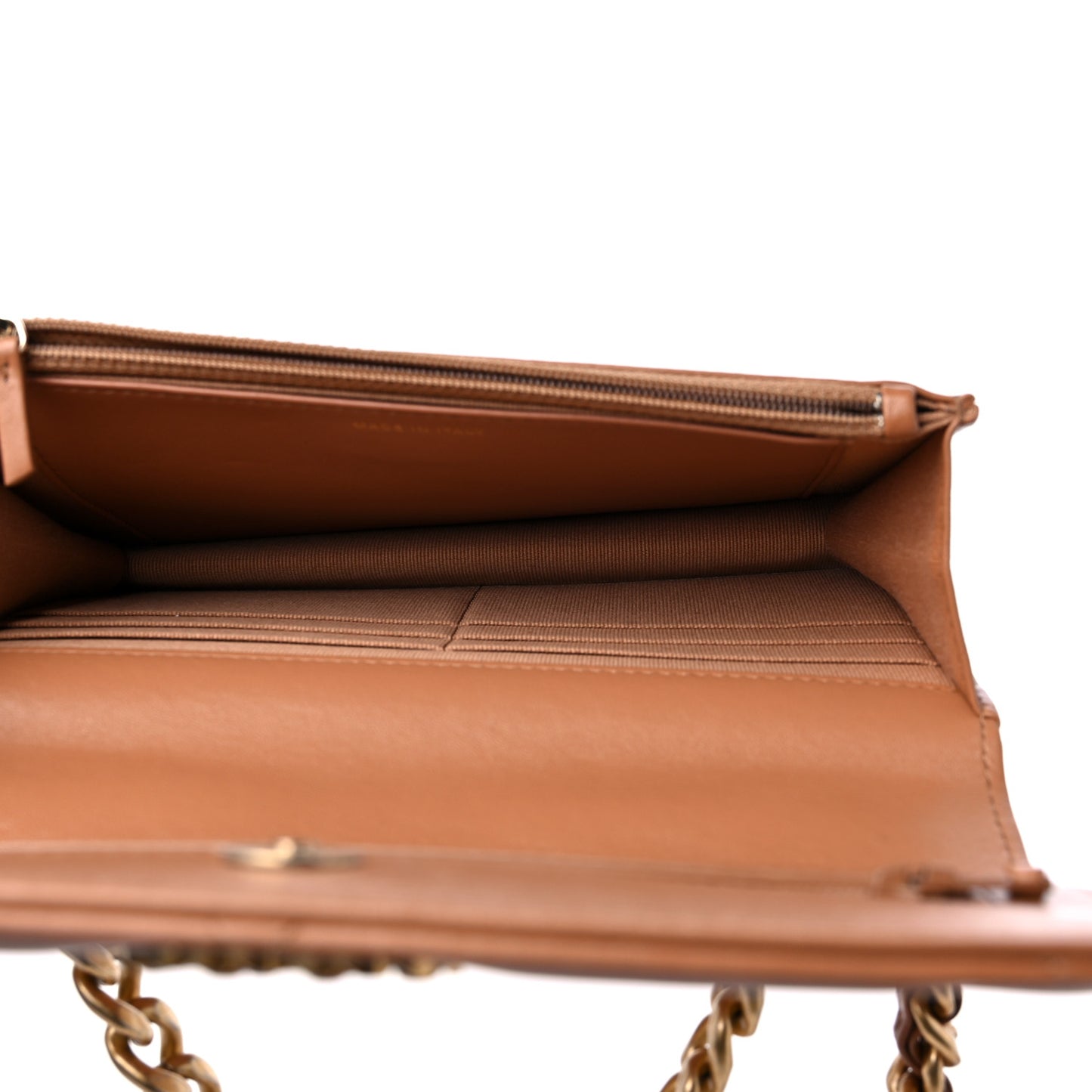 Lambskin Quilted Chanel 19 Wallet On Chain WOC Brown