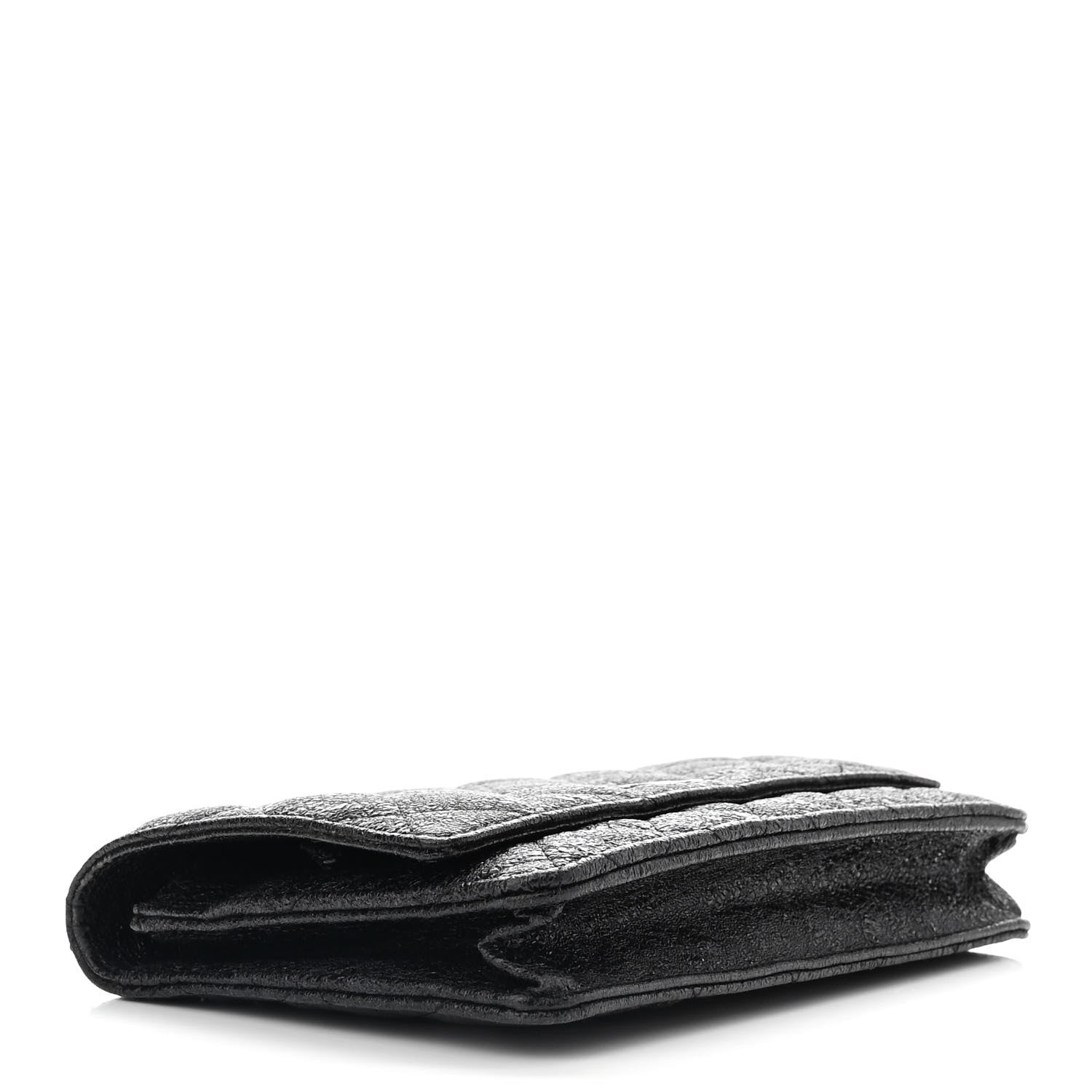 Chanel Crackled Calfskin Wallet On Chain WOC Black 4 of 12