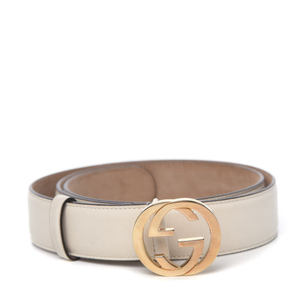 Gucci Calfskin Interlocking G 37mm Belt 105 42 Mystic White 1 of 6