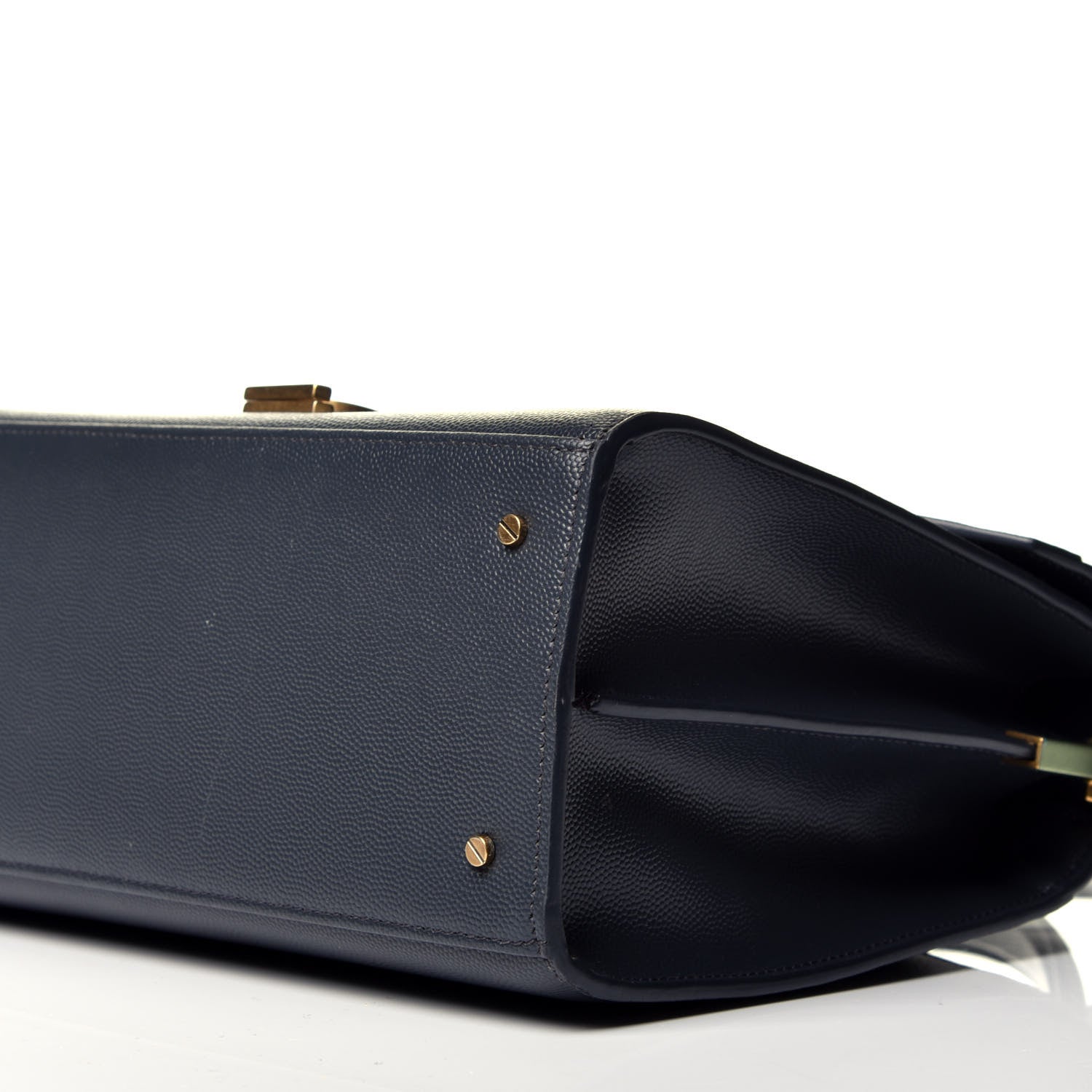 Saint Laurent Grain de Poudre Medium Classic Monogram Cassandra Top Handle Deep Marine 10 of 10