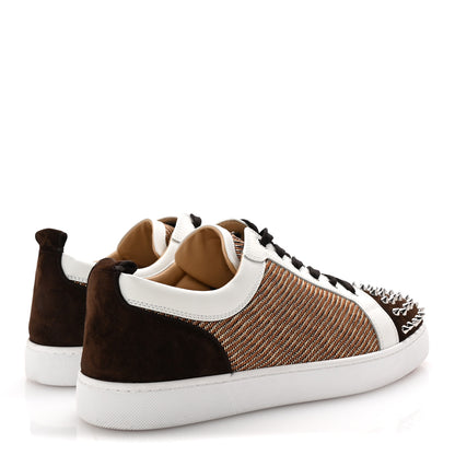 Christian Louboutin Calfskin Mens Louis Junior Spikes Orlato Flat Sneakers 44 Cuoio White 5 of 10