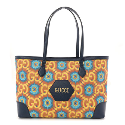 Gucci GG Supreme Kaleidoscope Calfskin Script Logo Gucci 100 Tote Bag Beige Green Blue 1 of 9