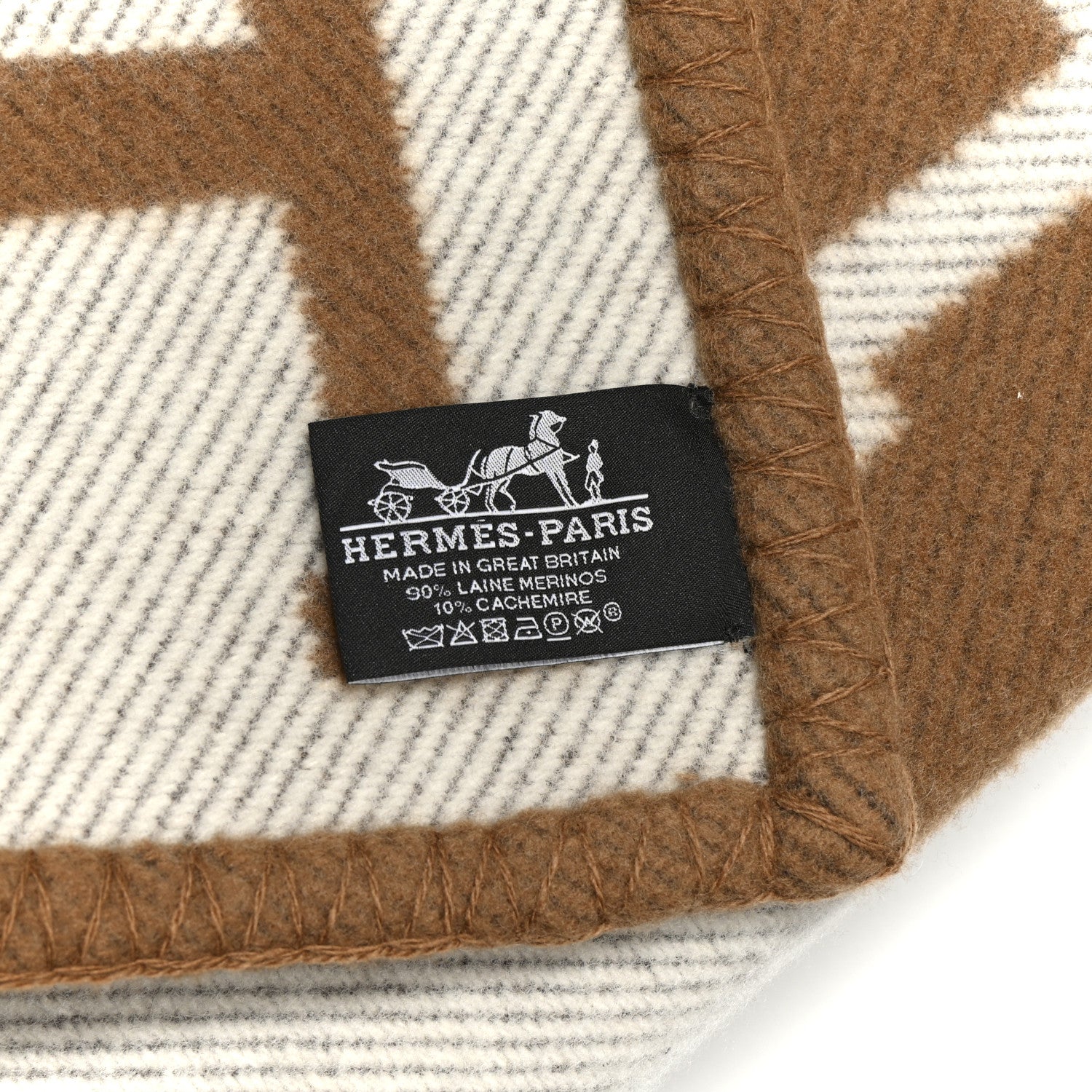 Hermes Wool Cashmere Avalon Blanket Ecru Camel 3 of 3