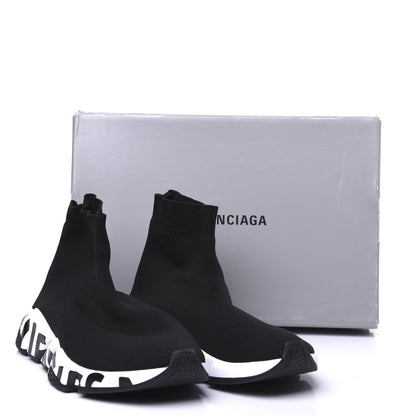 Balenciaga Neoprene Knit Womens Speed Graffiti Sneakers 41 Black White 8 of 8