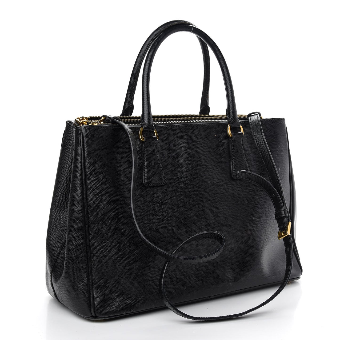 Saffiano Medium Galleria Double Zip Tote Black