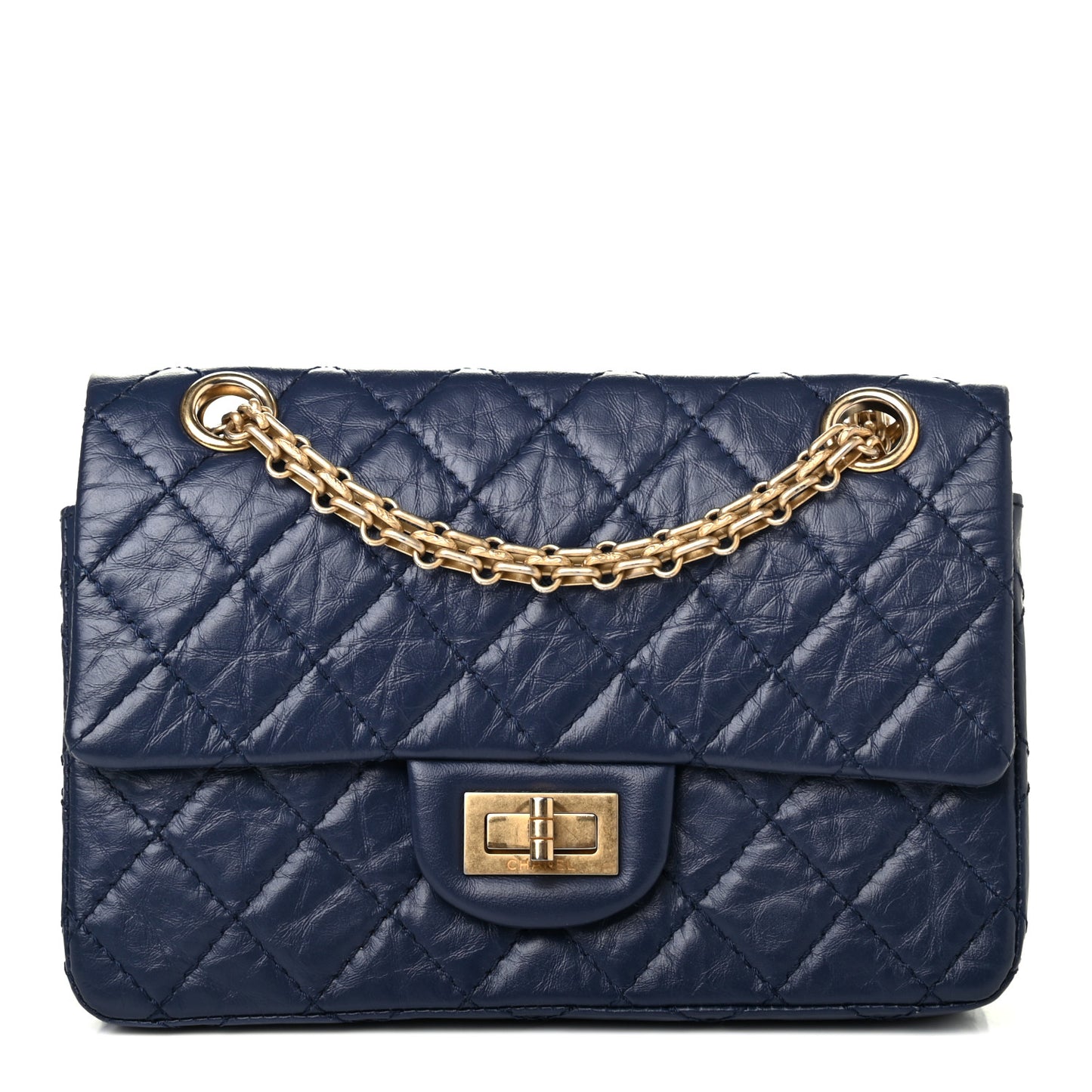 Aged Calfskin Quilted 2.55 Reissue Mini Flap Navy
