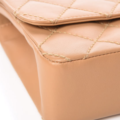 Chanel Calfskin Quilted Medium Wild Stitch Flap Beige 11 of 14