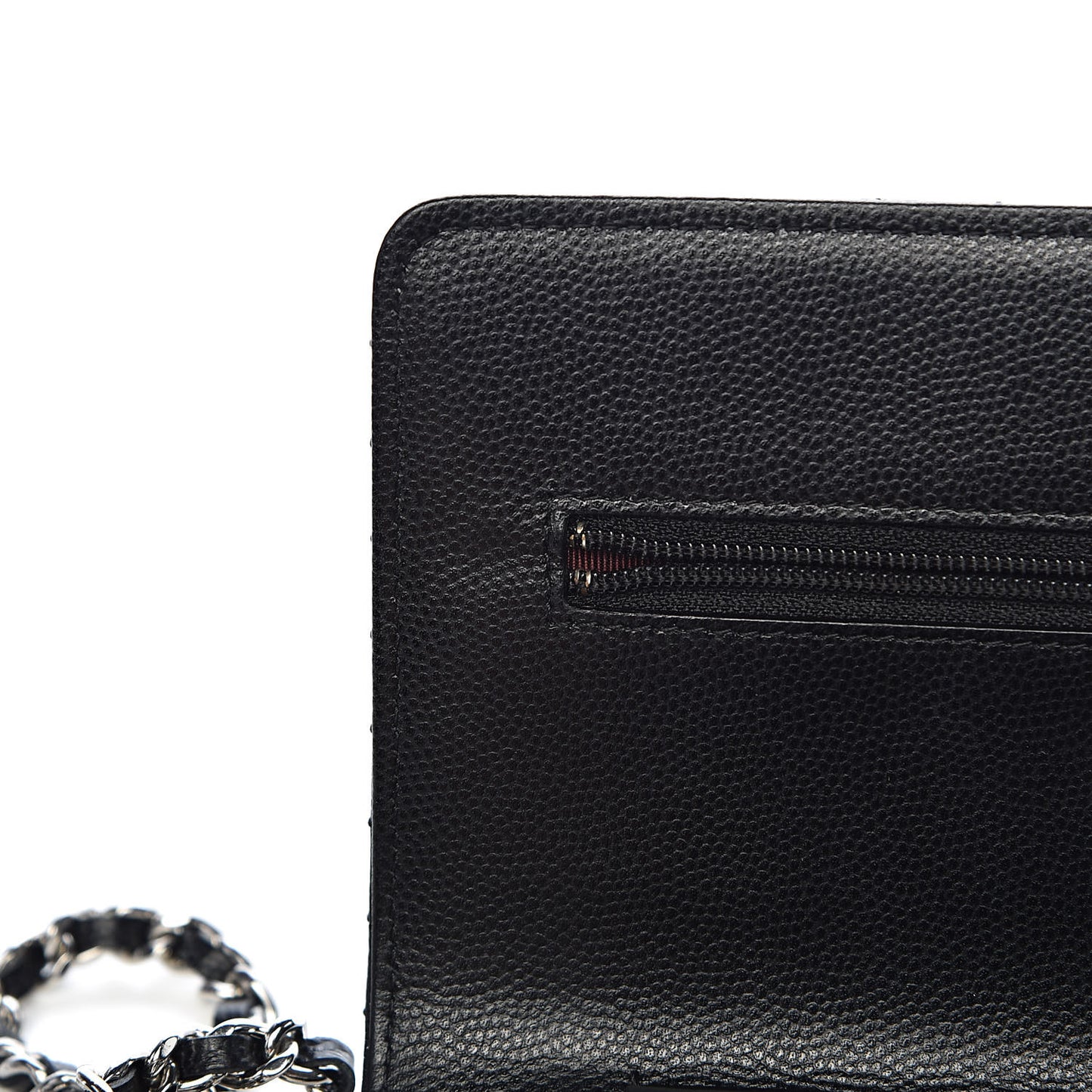 Caviar Chevron Quilted Wallet On Chain WOC Black