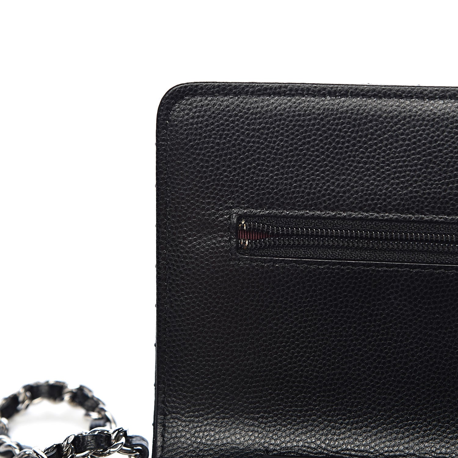 Chanel Caviar Chevron Quilted Wallet On Chain WOC Black 14 of 19