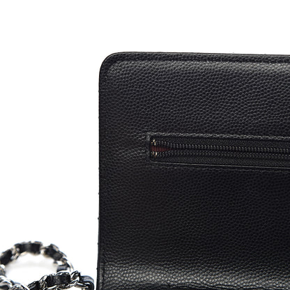 Chanel Caviar Chevron Quilted Wallet On Chain WOC Black 14 of 19