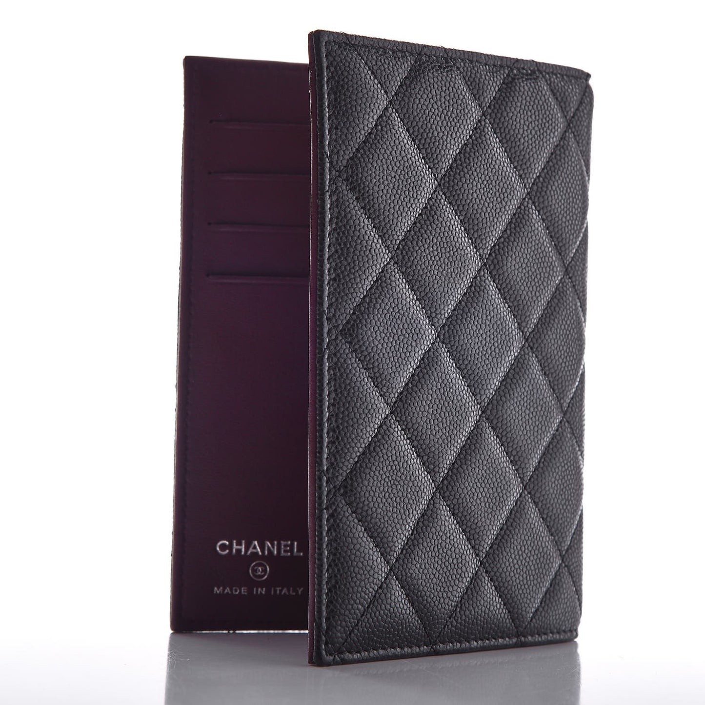 Caviar Quilted Passport Holder Black