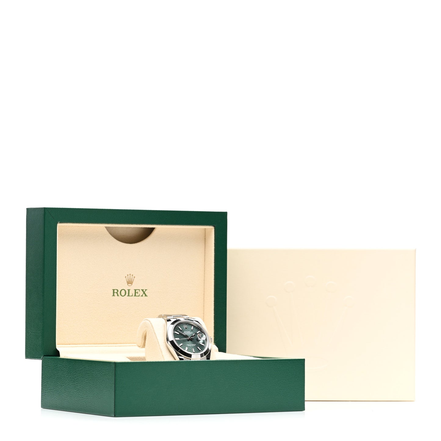 Stainless Steel 41mm Oyster Perpetual Datejust Watch Mint Green Fluted 126300