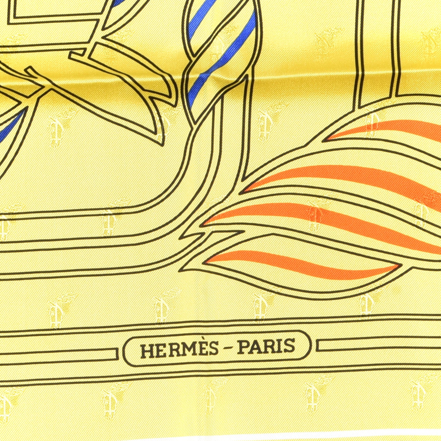 Silk Quadrige Au Fil Scarf 70 Jaune Citrone Bleu