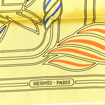 Hermes Silk Quadrige Au Fil Scarf 70 Jaune Citrone Bleu 2 of 3