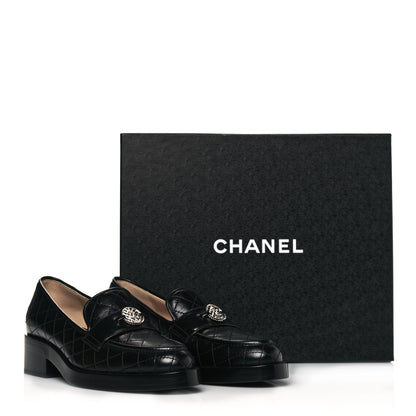 Chanel Calfskin Stitched CC Loafers 36.5 Black 10 of 10