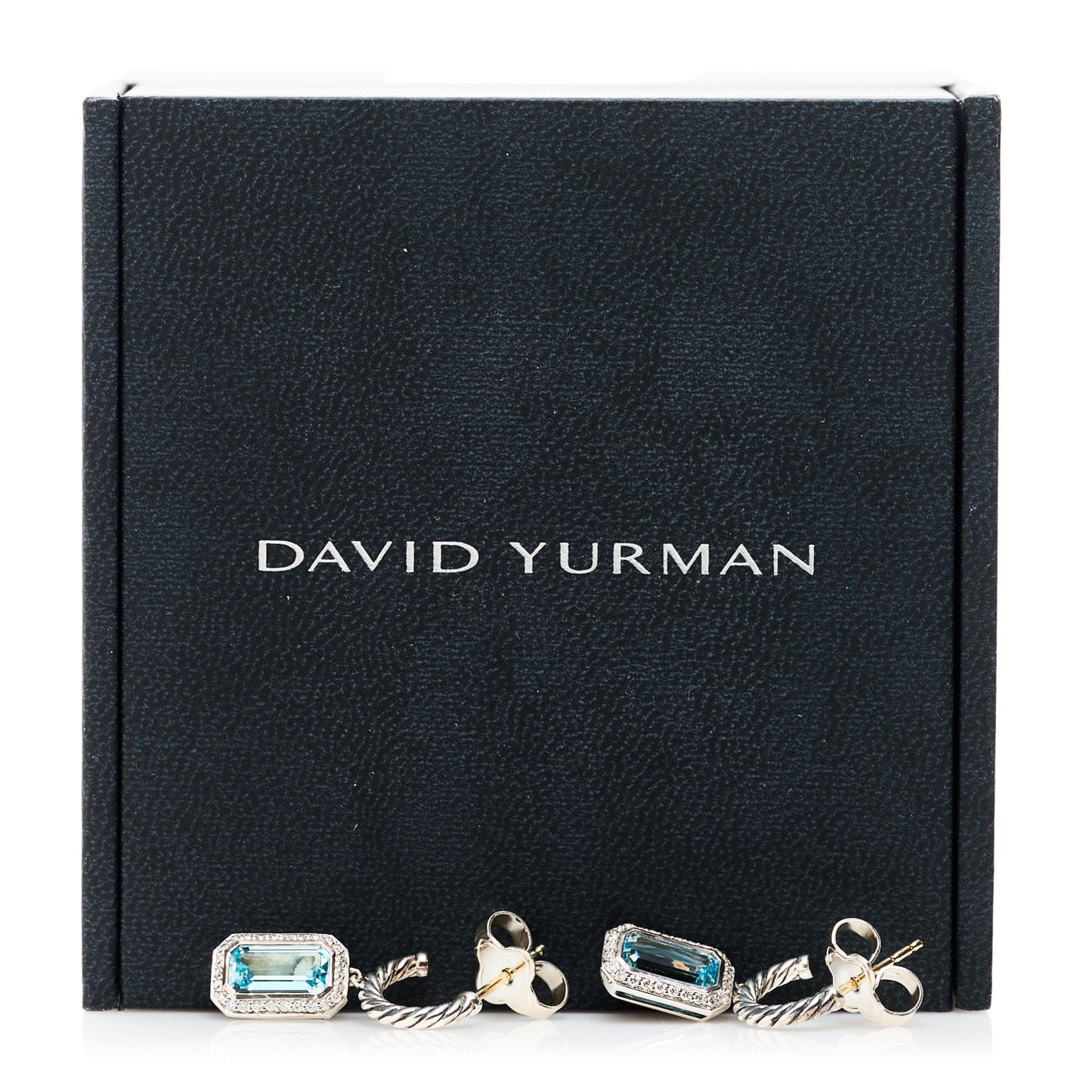Sterling Silver Diamond Blue Topaz Novella Drop Earrings
