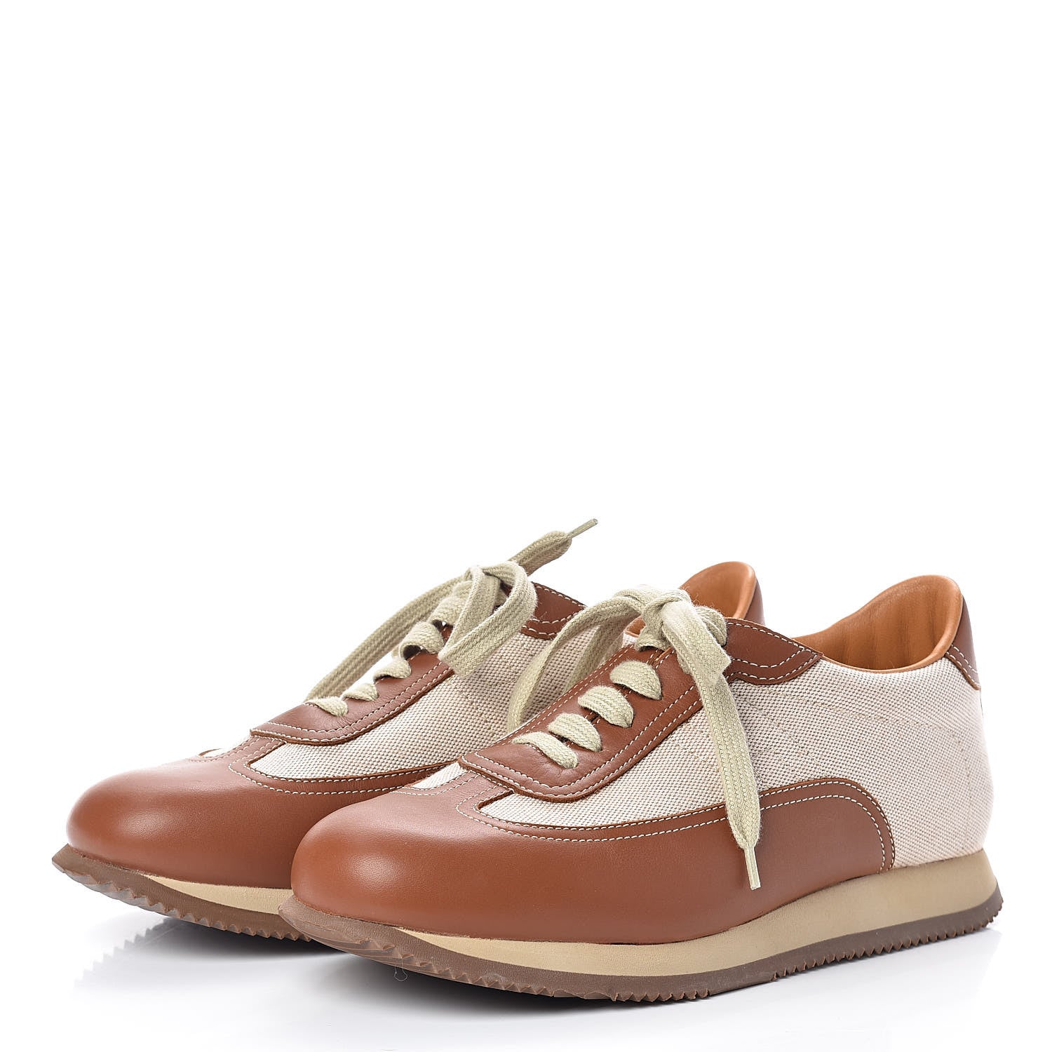 Hermes Calfskin Toile Womens Quick Sneakers 42.5 Gold 3 of 7
