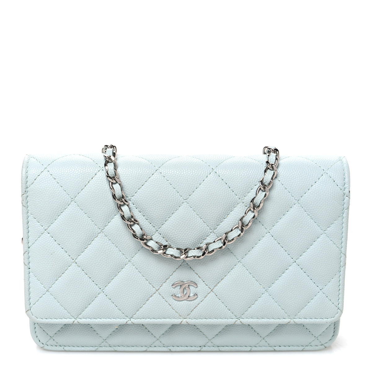 Chanel Caviar Quilted Wallet on Chain WOC Light Blue 1 of 12