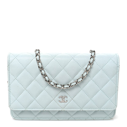 Chanel Caviar Quilted Wallet on Chain WOC Light Blue 1 of 12